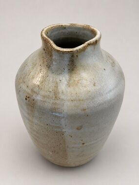 Studio Pottery Vase Blue Gray Speckled Glaze Rustic Artisan Stoneware
